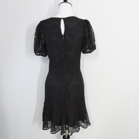 Yumi Kim Alicia Black Pixie Eyelet Lined Puffy Short Sleeve Flounce Dress Small - Picture 4 of 9